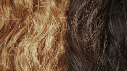 Naklejka premium A close-up shot of two distinct hair colors