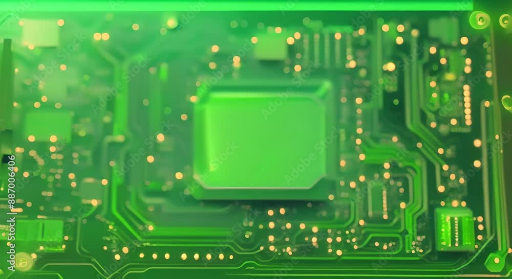 Poster green circuit board computer technologies background 4k animation