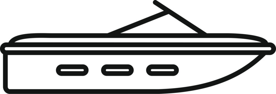 recommend clip art: Minimalist line art icon of a modern motor yacht speedboat sailing on water surface