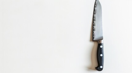 Kitchen utensil with gray knife sharpener on white background with space for text