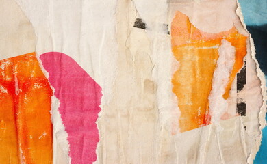 Old ripped torn blank grunge posters backgrounds creased crumpled paper backdrop surface placard...
