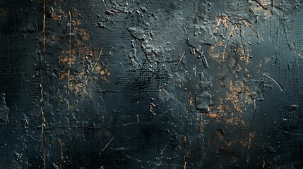 Obraz premium A dark blue cracked wall texture highlighted with golden streaks, representing resilience and the beauty in decay, while showcasing a unique artistic style.