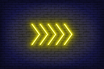 Bright yellow neon arrow pointer