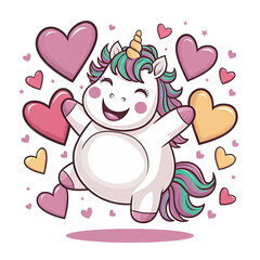 Fototapeta premium Isolated PNG Cartoon Whimsical Unicorn Love, GENERATIVE AI
