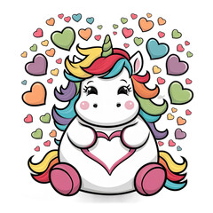 Fototapeta premium Isolated PNG Cartoon Whimsical Unicorn Love, GENERATIVE AI