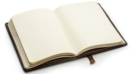 Fototapeta premium Notepad journal with hand design on isolated white backdrop