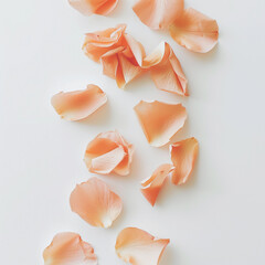 A close up of pink flower petals on a white background