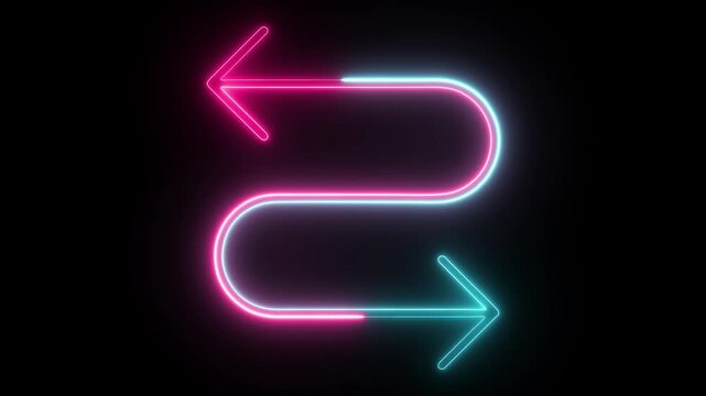 Animated arrow up to down Neon Guidance, Electric Arrows, Follow the Glow, Neon Divide, ,Digital Crossroads neon icon animation.