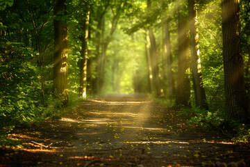 Obraz premium Tranquil Forest Path: A Journey of Serene Discovery and Connection to Nature’s Timeless Beauty