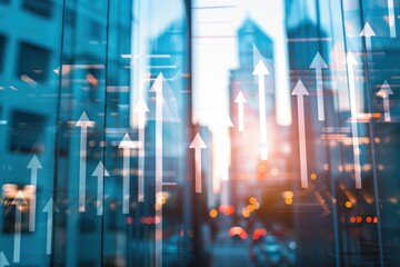 A background with white arrows pointing upwards, representing growth and progress in business or personal life Generative AI