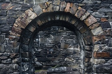 A stone arch with a clock face on it