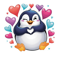 Fototapeta premium Isolated PNG Cartoon Penguin Love, GENERATIVE AI
