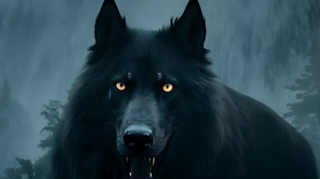 Werewolf Howling in a Dark Forest. Halloween Themed Concept