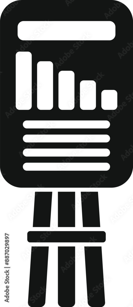 Poster simple, black and white icon of a flipchart displaying a bar graph