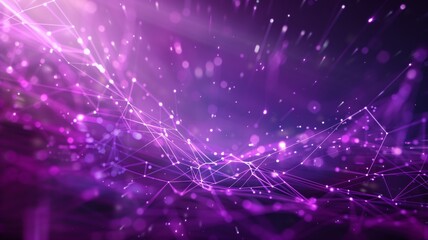 Abstract purple energy lines and plexus triangles create a magical and futuristic atmosphere