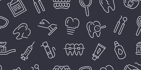 Seamless vector pattern with dental and oral hygiene icons