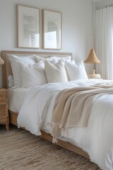 Minimalist White Bedroom With Platform Bed And Natural Decor