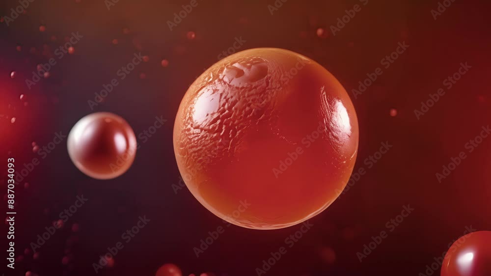 Poster a detailed view of a developing erythrocyte with the characteristic indented shape and absence of a 
