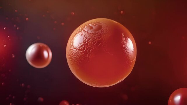 A detailed view of a developing erythrocyte with the characteristic indented shape and absence of a nucleus.