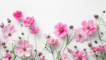 A stunning display of lovely pink flowers contrasting with a pure white background