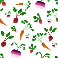 pattern legumes racines, radis, betterave, carotte