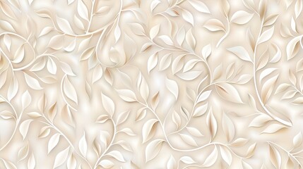 A seamless pattern of abstract watercolor leaves in shades of beige and gray, on a white background SEAMLESS PATTERN