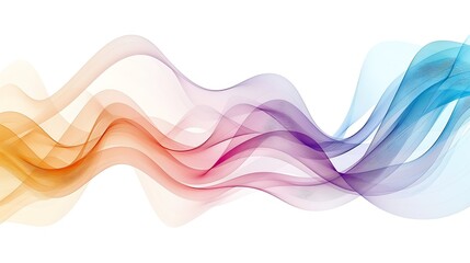 Soft and muted color spectrum line waves in a minimalistic style on white