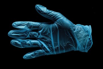 A close-up shot of a pair of blue gloves on a black background, suitable for use in fashion or lifestyle contexts