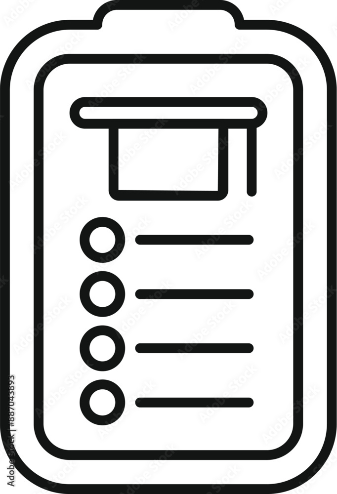 Poster simple line icon of a clipboard representing task management, organization, and productivity