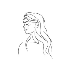 girl minimalist line art icon logo symbol