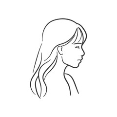 girl minimalist line art icon logo symbol