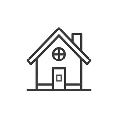 Simple Line Art Icon: Cozy Cottage House Illustration