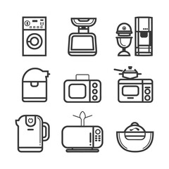 Retro Appliance & Kitchenware Line Icons Set