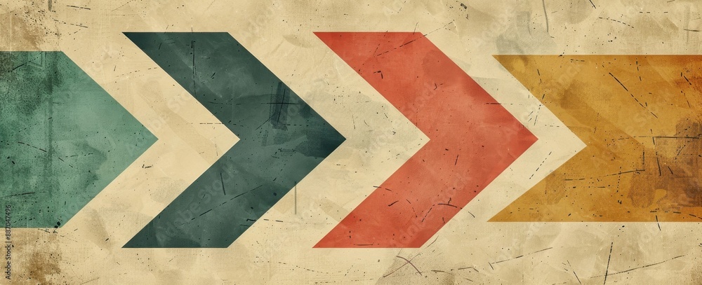 Poster A simple background with arrows in retro colors, representing the direction of business growth and development Generative AI