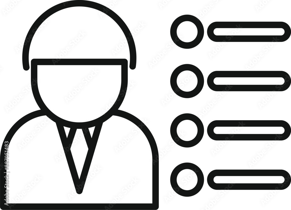 Poster businessman character is choosing an option from the list, making a decision