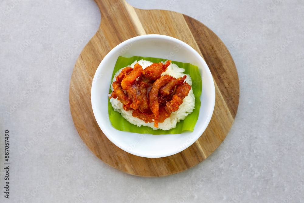 Wall mural sticky rice with fried pork