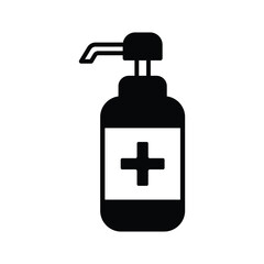 Hand sanitizer bottle icon collection. Sanitizer liquid soap with a medical plus sign, Hand sanitizer, antibacterial, anti germ symbol. Vector illustration.
