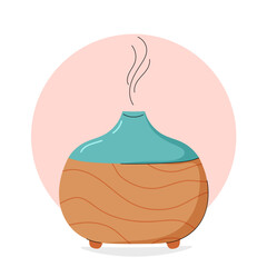 Minimalistic electric aroma diffuser. Healthy lifestyle, selfcare, aromatherapy. Modern aesthetic. Hand drawn style. Perfect for promoting wellness, beauty industry, relaxation, spa-themed project.