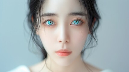 Captivating Asian Hallyu Girl: Stylish Attire and Intense Gaze - Modern Fashion Portrait