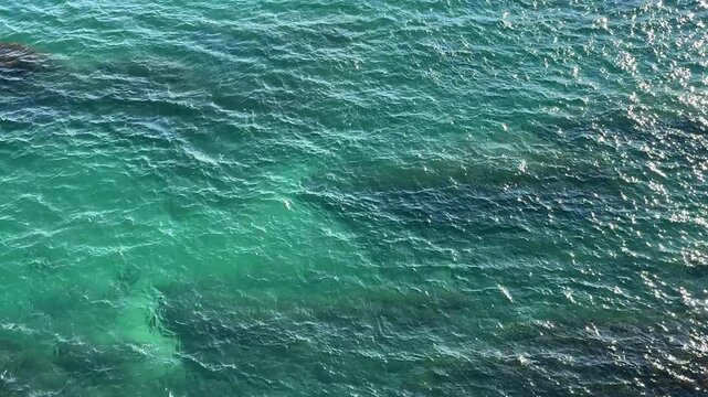 Blue azure clear sea surface aerial view