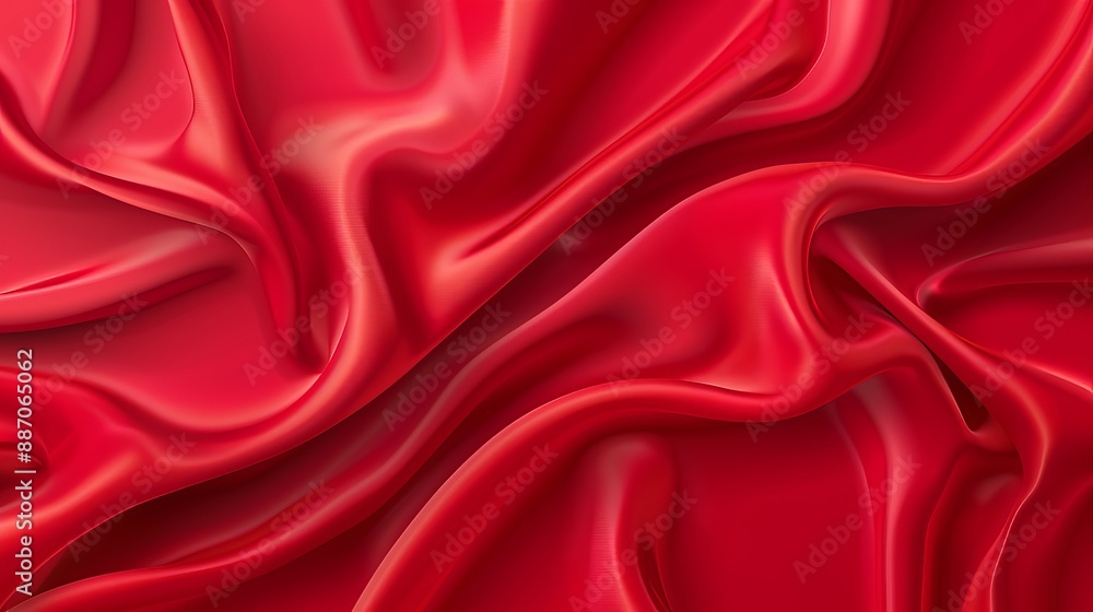 Poster vector illustration of a realistic red silk top view background elegant and soft royal backdrop with