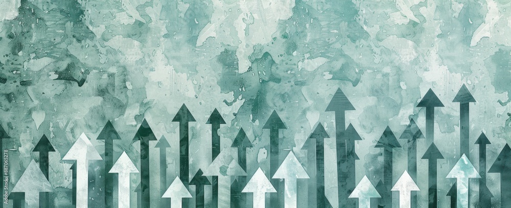 Poster a background with arrows pointing upwards, representing growth and progress in business a grayish gr