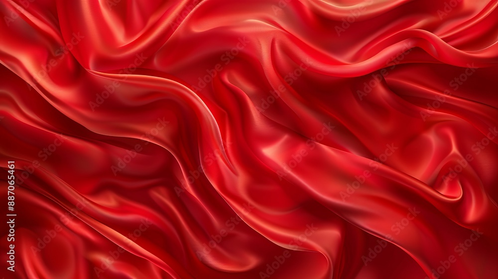 Poster vector illustration of a realistic red silk top view background elegant and soft royal backdrop with