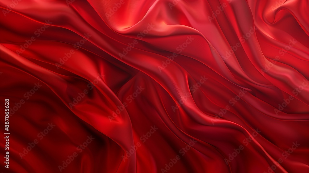 Poster vector illustration of a realistic red silk top view background elegant and soft royal backdrop with