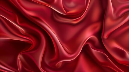 Obraz premium Vector illustration of a realistic red silk top view background Elegant and soft royal backdrop with a shining flowing surface