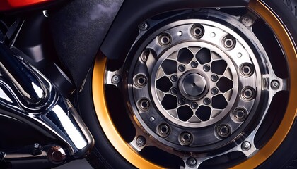 speed wheel. Motorcycle wheel close up. Generative ai image