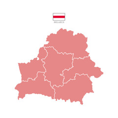 Silhouette and colored (red) belarus map vector illustration map Europe