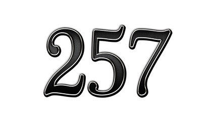 Naklejka premium black metal 3d design of number 257 on white background.