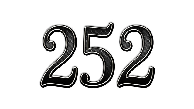 black metal 3d design of number 252 on white background.