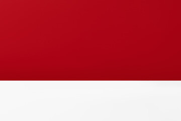 Obraz premium Minimalistic simple abstract red background for product presentation. Red studio background to display product with blurred backdrop